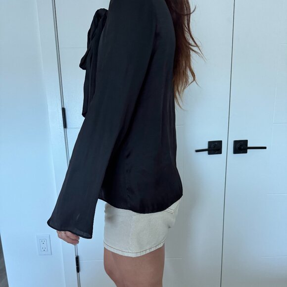 ZARA Black Bow-Neck Blouse (Ref. 7038/019/800) – Size M – New without tags - Picture 5 of 12